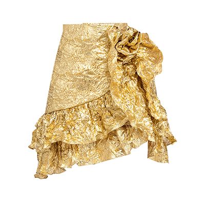 Gold Wrinkle Ruffle Skirt from Bambah