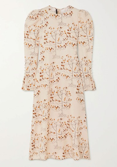 Athena Faux Pearl-Embellished Floral-Print Midi Dress from Mother Of Pearl