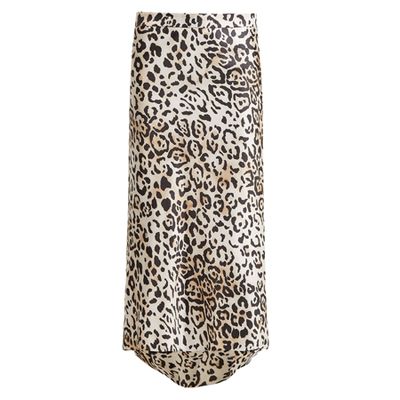 Leopard Print Twill Slip Skirt from Raey
