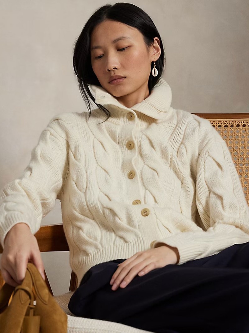 Cable Wool-Cashmere Cardigan