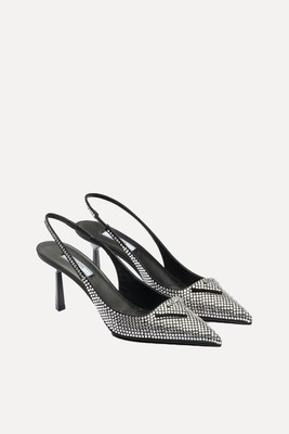 Satin Slingback Pumps With Crystals from Prada