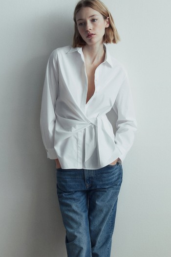 Poplin Shirt With Knot Detail