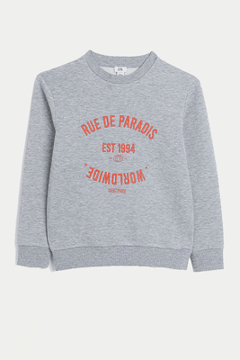 Grey Embroidered Slogan Crew Neck from River Island