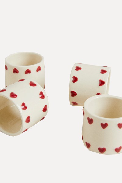 Christmas Ceramic Hearts Napkin Rings from Zara Home