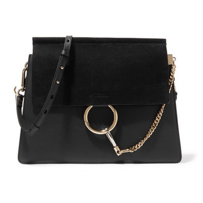 Faye Medium Leather and Suede Shoulder Bag