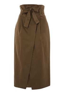 Cotton Twill Wrap Midi Skirt from Topshop 