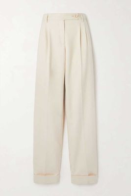 Pleated Cotton Blend Twill Straight Leg Pants from See By Chloé