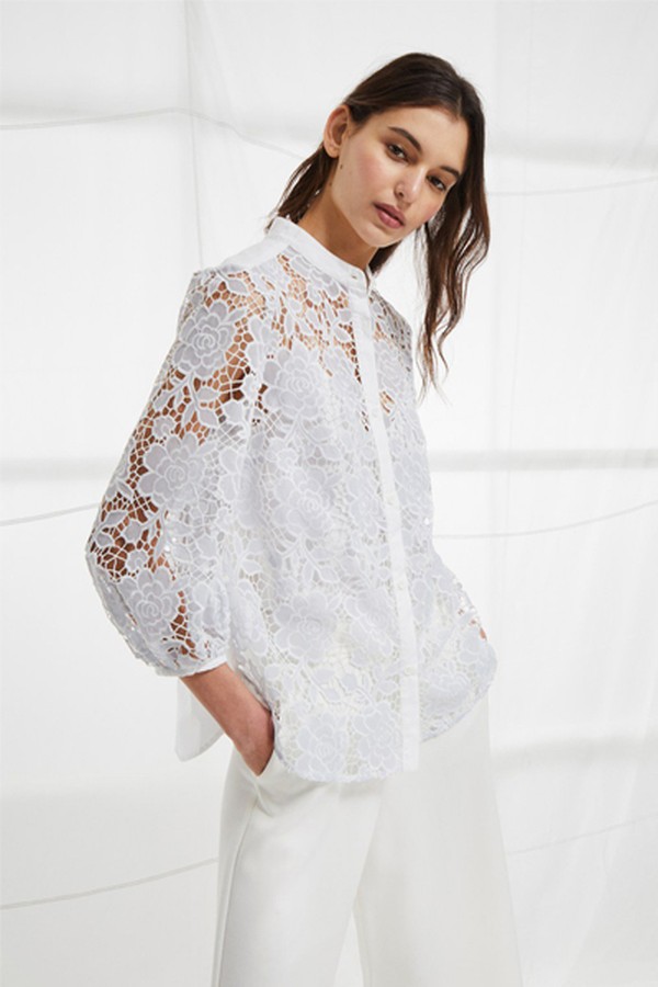 Chania Lace Puff Sleeve Shirt