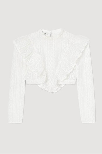 Broderie-Anglaise Cropped Woven Top from Sandro