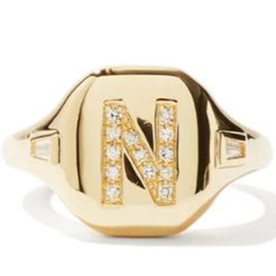 Initial Diamond & 18kt Gold Pinky Ring from Shay