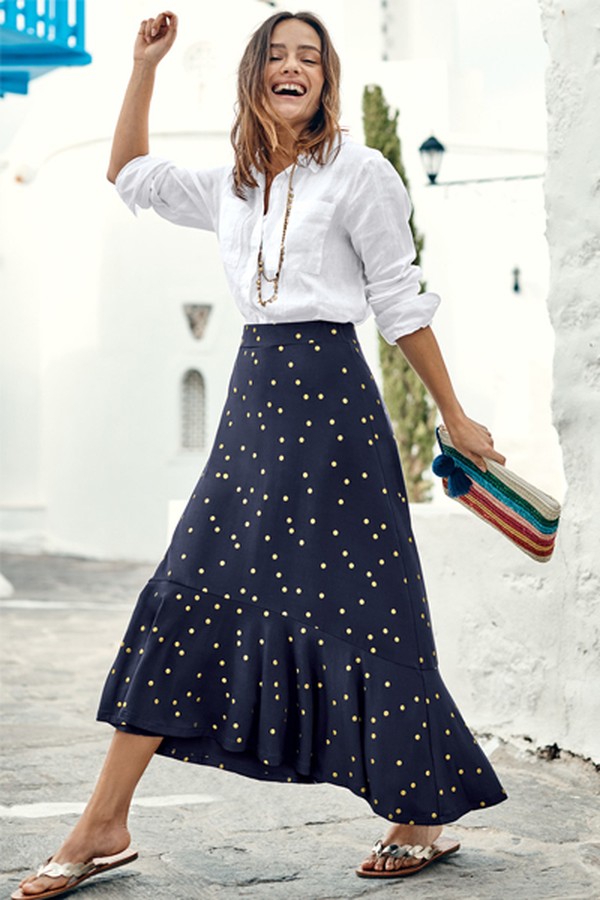 Fluted Hem Jersey Skirt