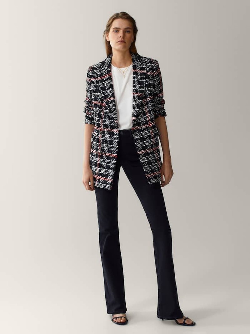 Contrast-Coloured Textured Blazer