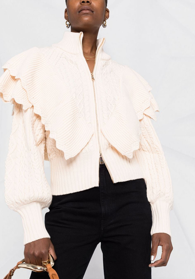 Ruffled Knitted Zipped Cardigan from Twinset