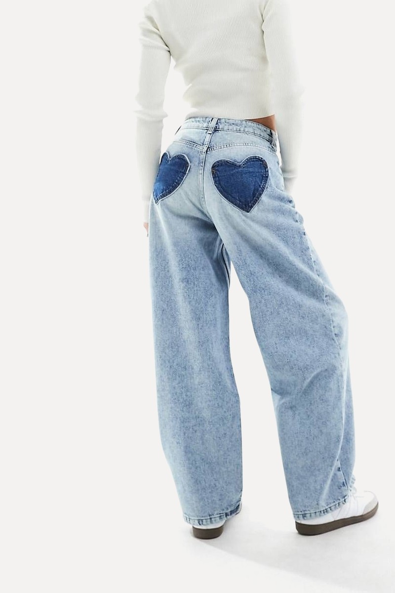 Petite Baggy Heart Pocket Jeans from Miss Selfridge