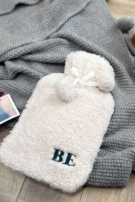 Boucle Embroidered Hot Water Bottle With Eye Mask