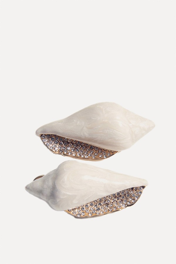 Shell Earrings With Rhinestone Detail