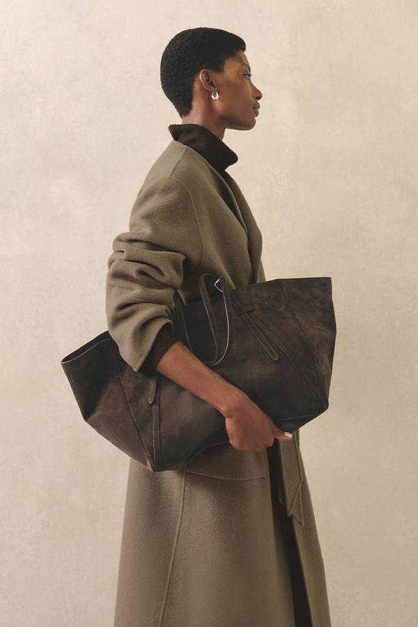 Buckle Detail Suede Tote Bag from The White Company