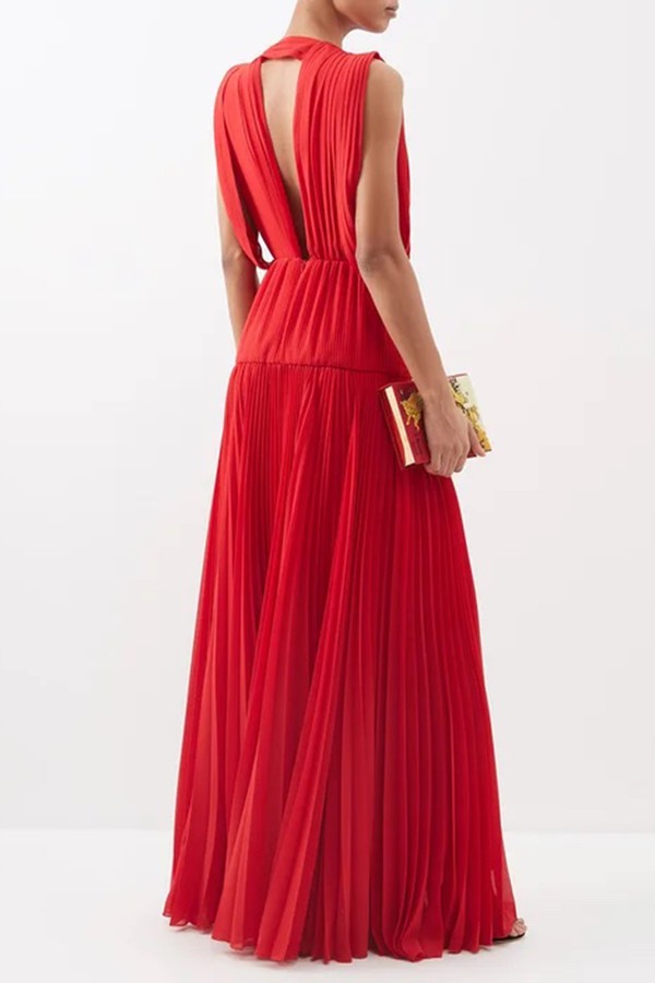 Annie Pleated Chiffon Gown