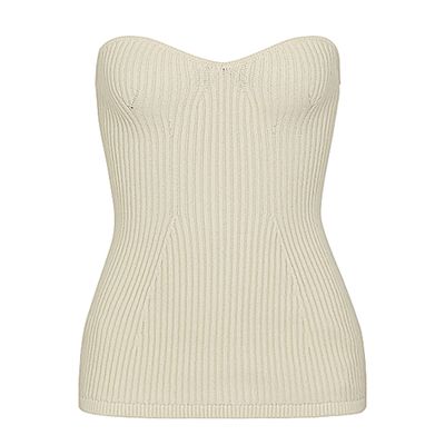 Lucie Cream Ribbed-Knit Top from Khaite