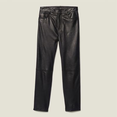 Straight Leather Trousers with Seaming from Sandro