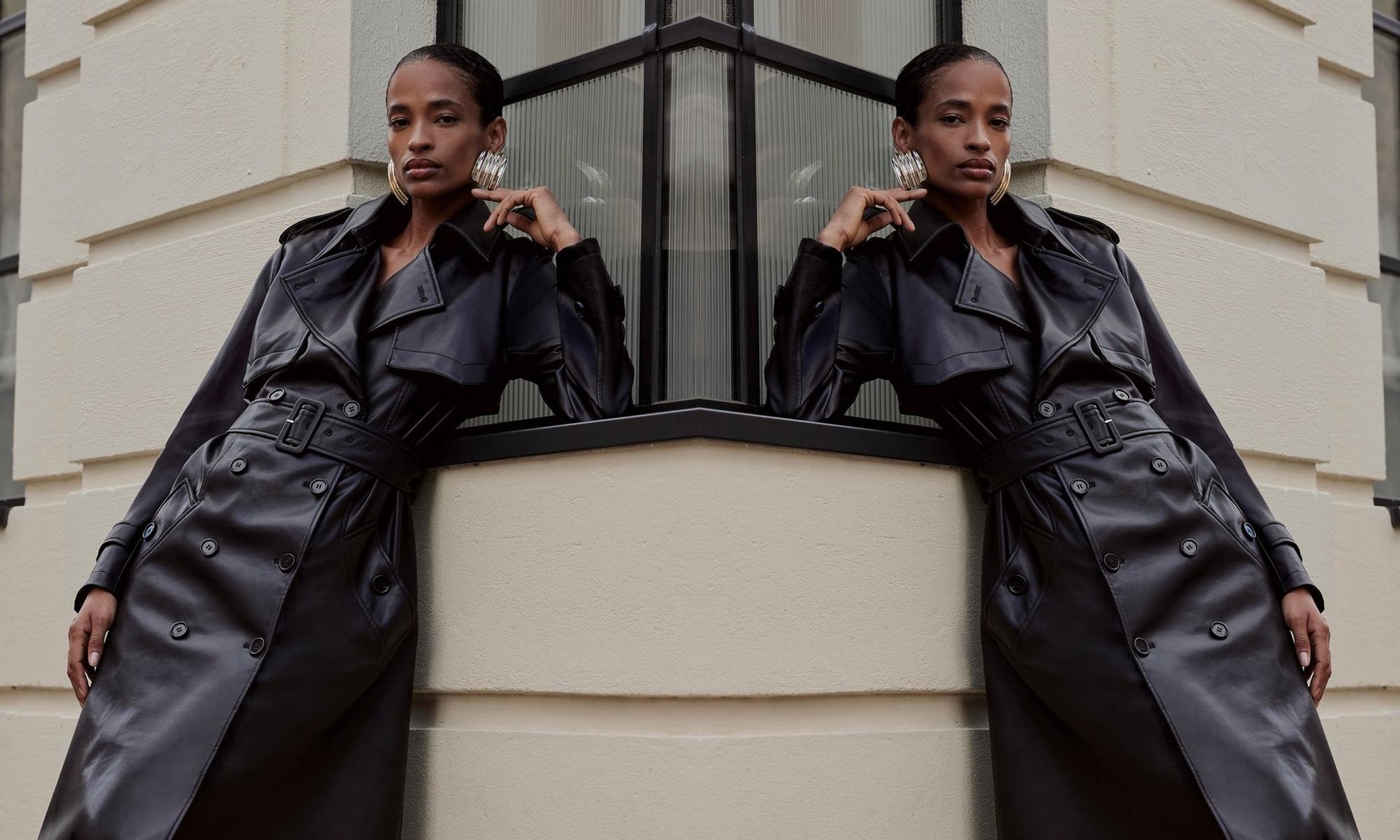 Tailored Faux Leather Belted Trench Coat from Karen Millen