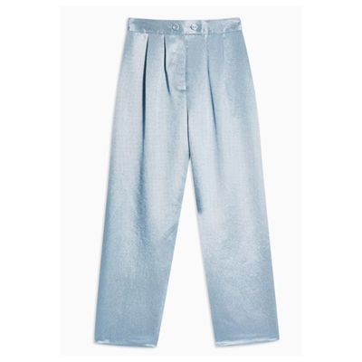 Light Blue Satin Ovoid Trousers from Topshop