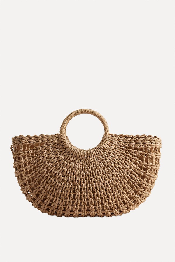 Exclusive Woven Straw Top Handle Beach Bag from Kaiia