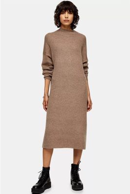 Mink Knitted Longline Dress With Wool