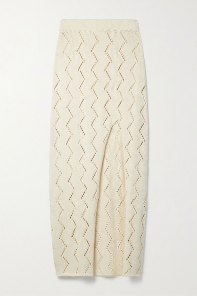 Lauryn Pointelle Knit Organic Cotton Midi Skirt from Savannah Morrow