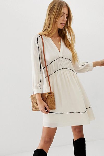 Franny Contrast Piping Mini Dress