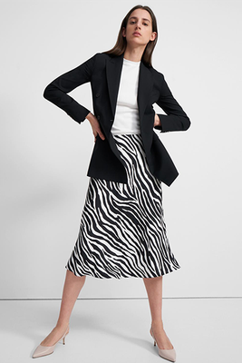 Modern Slip Skirt In Zebra Print Twill