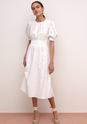 Pure Cotton Broderie Midi Waisted Dress from Nobody's Child 