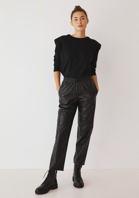 Leather-Effect Elastic Waist Trousers from Mango