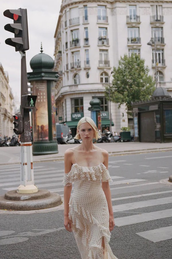 Polka-Dot Ruffled Dress