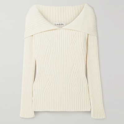 Cape-Effect Ribbed Wool Sweater from Lanvin