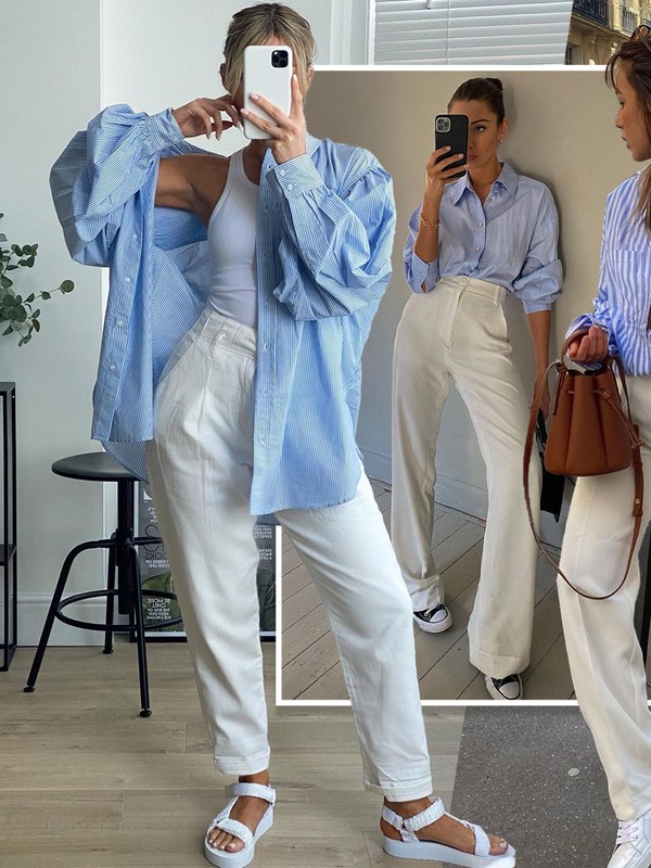 Look We Love: Blue Shirt & White Trousers