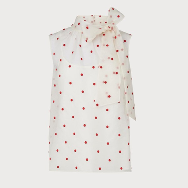 Glinda Cream & Red Silk Organza Top
