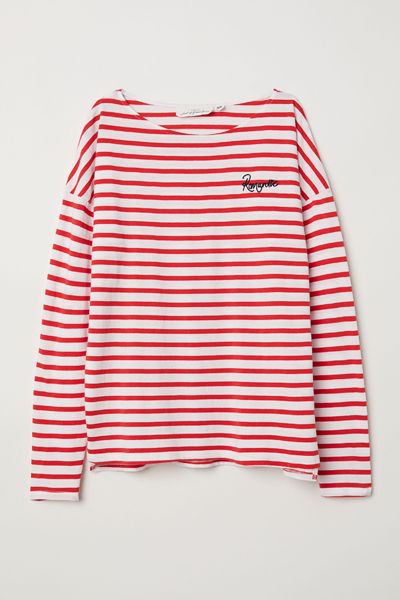 Striped Top With A Text Motif from H&M