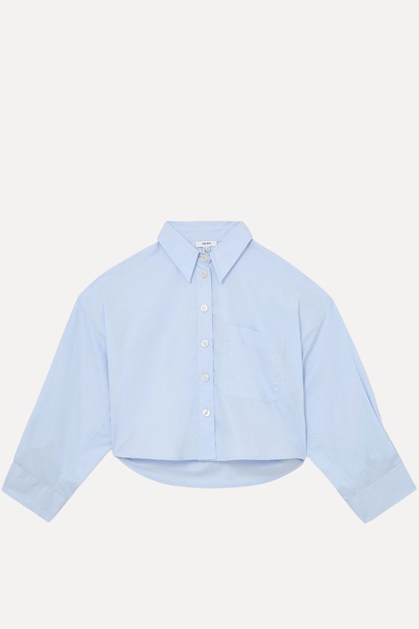 Solenge Cotton Cropped Long-Sleeve Shirt from Reiss