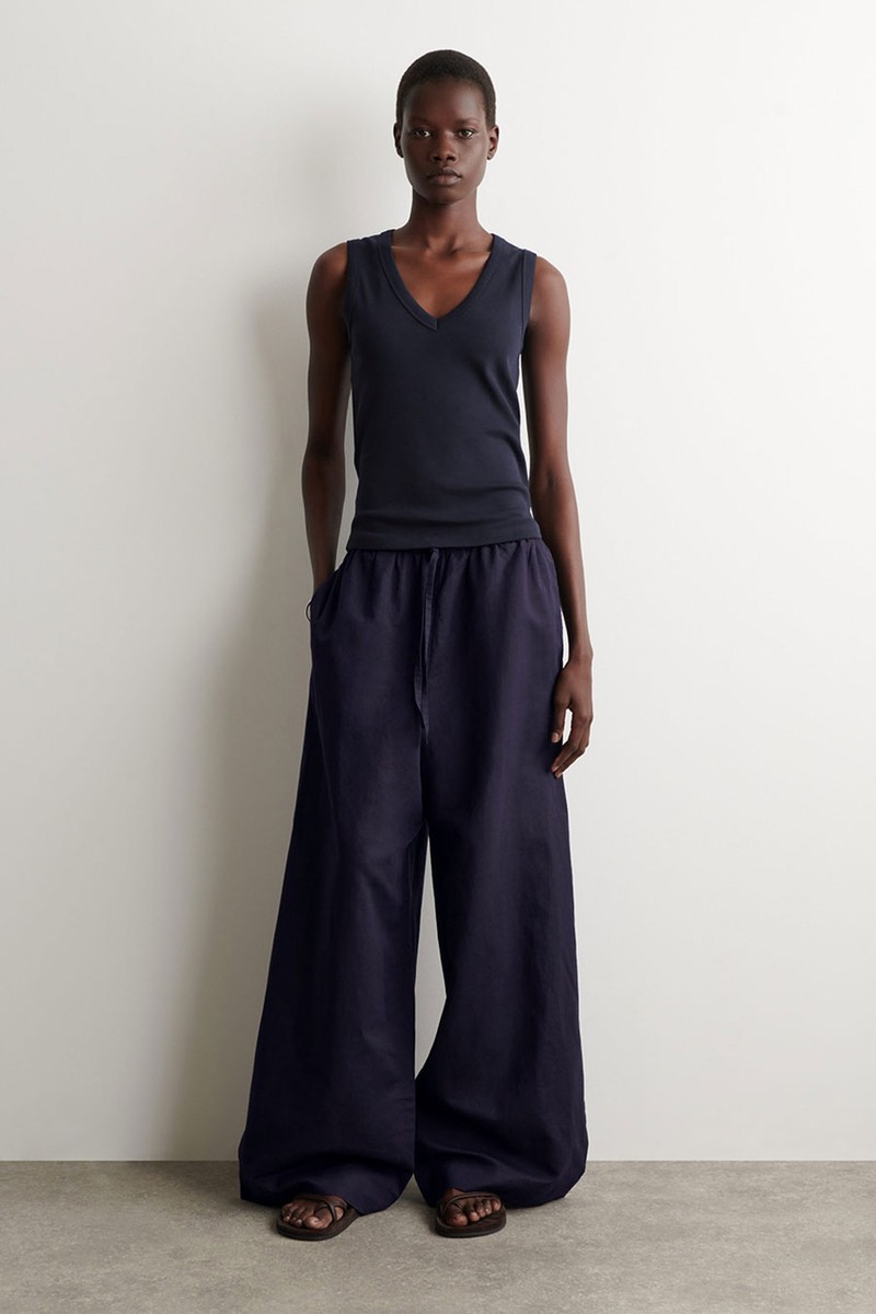 Wide-Leg Linen Drawstring Trousers from COS