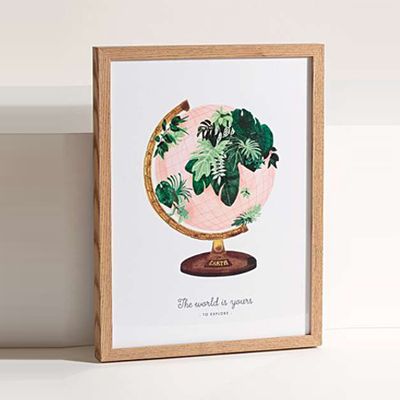 The World is Yours Leafy Globe Wall Art A3