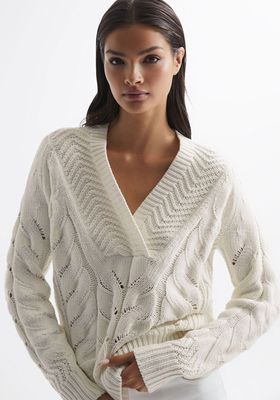 Claudine Cable Knit Shawl Neck Jumper