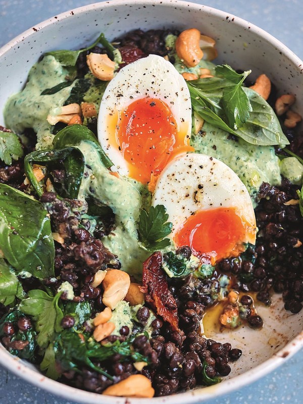 Sun-Dried Tomato & Herby Yogurt Lentil Bowls