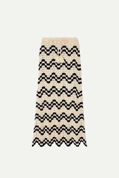 Safi Scalloped Crocheted Cotton Midi Skirt