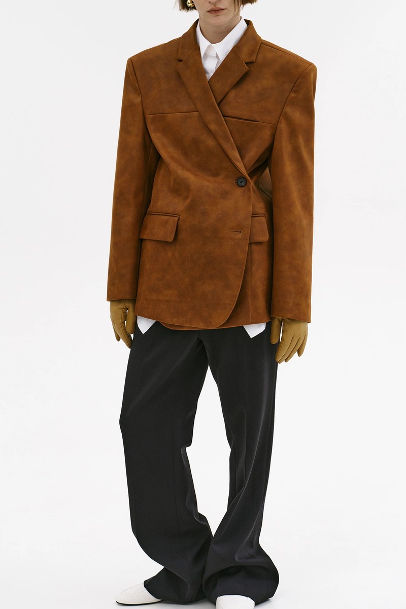 Lui Faux Leather Blazer from Source Unknown