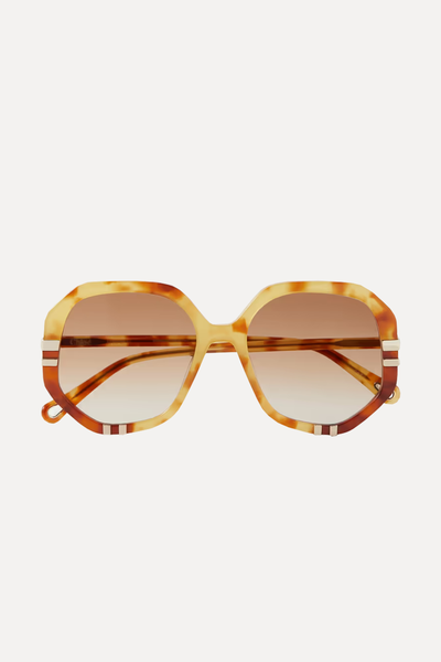 Oversized Round-Frame Tortoiseshell Bio-Acetate Sunglasses from Chloé