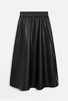 Long Napa Leather Skirt With Side Splits from Massimo Dutti