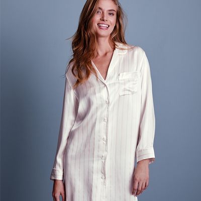 Piped Silk Stripe Nightshirt from The White Company