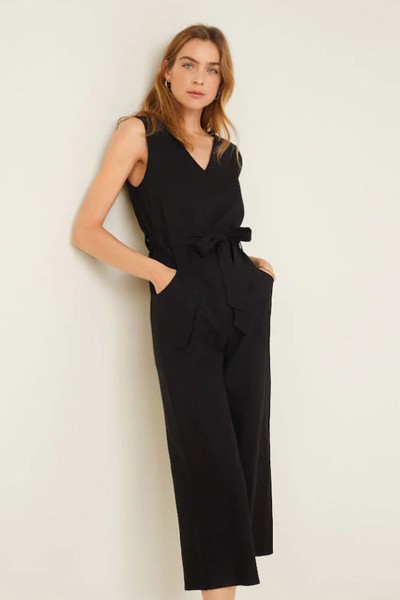 Long Linen-Blend Jumpsuit