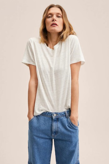 100% Linen T-Shirt from Mango